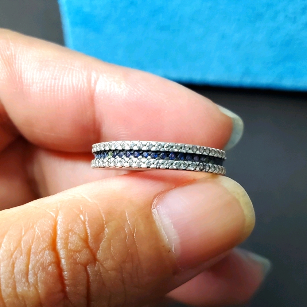 Diamond Ring w/ Blue Cubic Zirconia Size 7